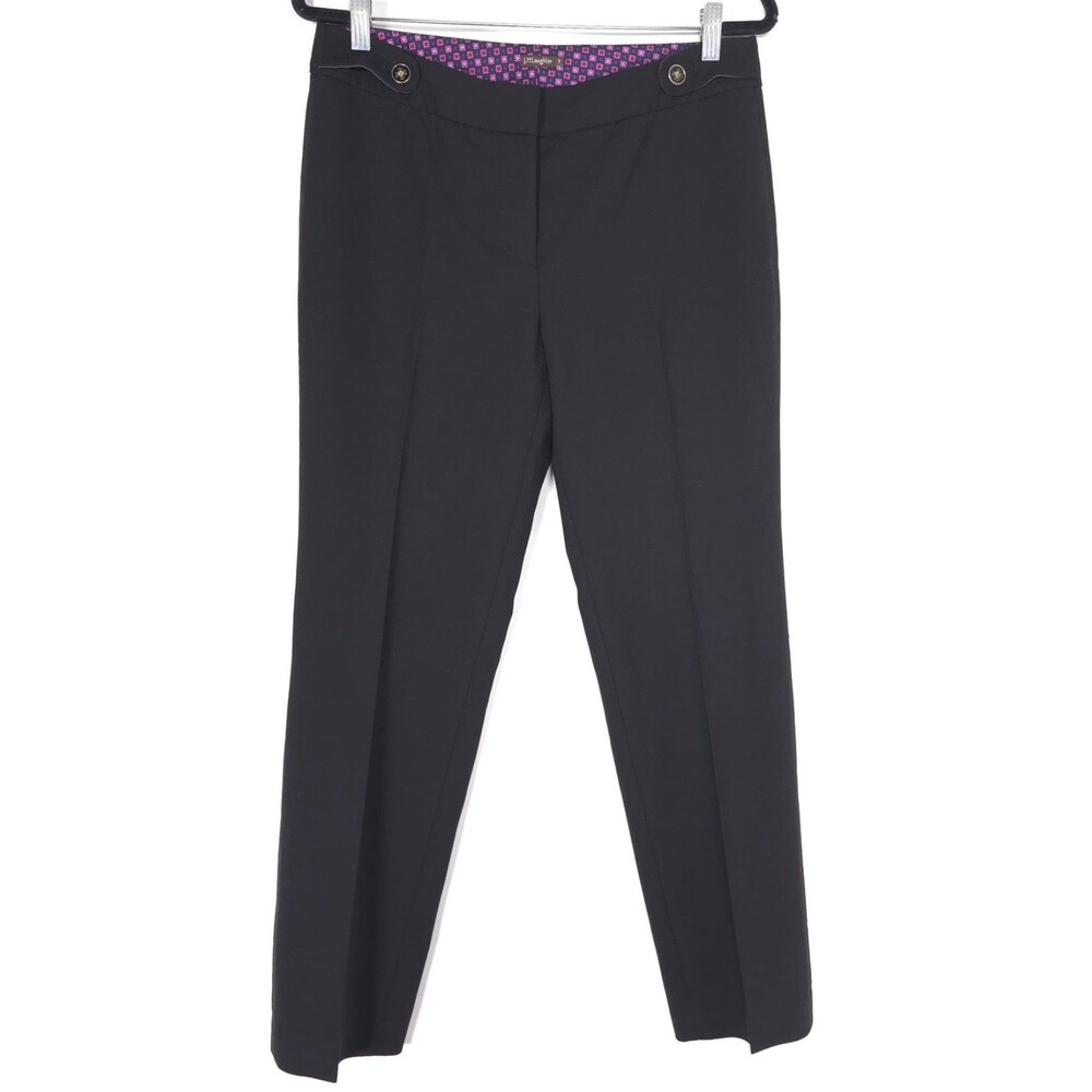J McLaughlin Women's Black Pants 8 Wool Blend‎ Slim Straight Dress Trousers